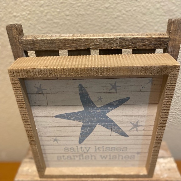 Salty Kisses Starfish Wishes Decor Wall Sign, Wood Starfish Sign, Beach Decor - Picture 8 of 11